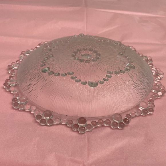 EUC Vtg Masserini Barocca Bubble and Textured Glass Dish Flower Shape on Bottom - Picture 7 of 13
